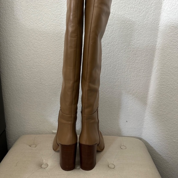 Zara tall leather block heel tan Boots - Picture 3 of 12
